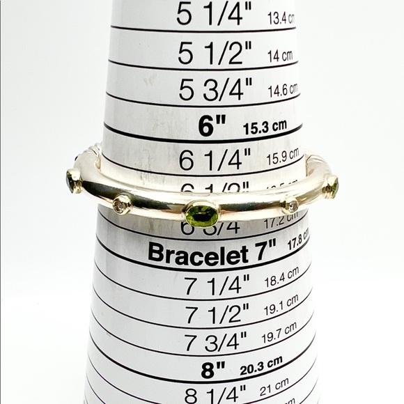 David Yurman 18K Gold, Peridot & Diamond Hinged Bangle Bracelet - Picture 10 of 16